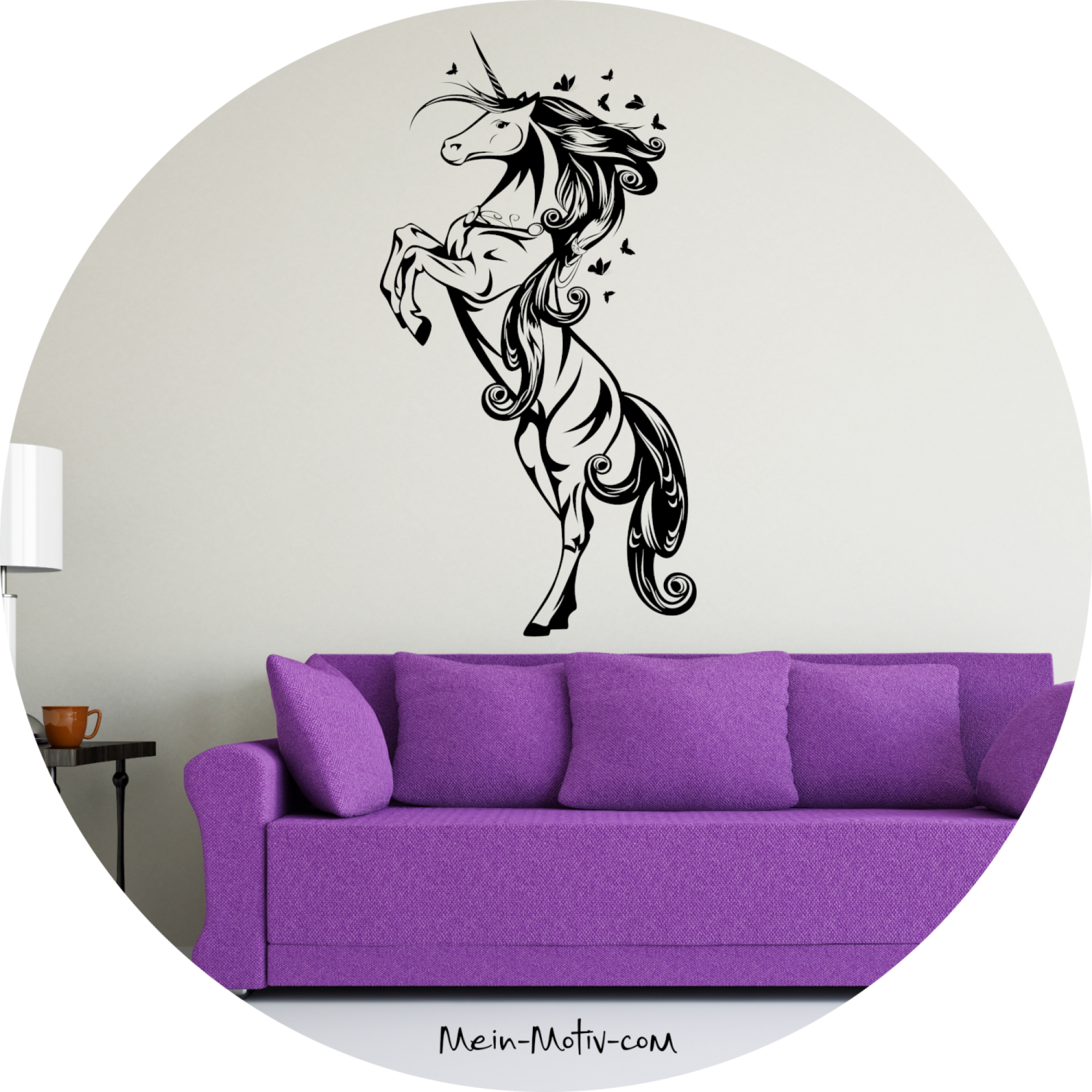 Wandtattoo 37041 Einhorn mit Schmetterlingen